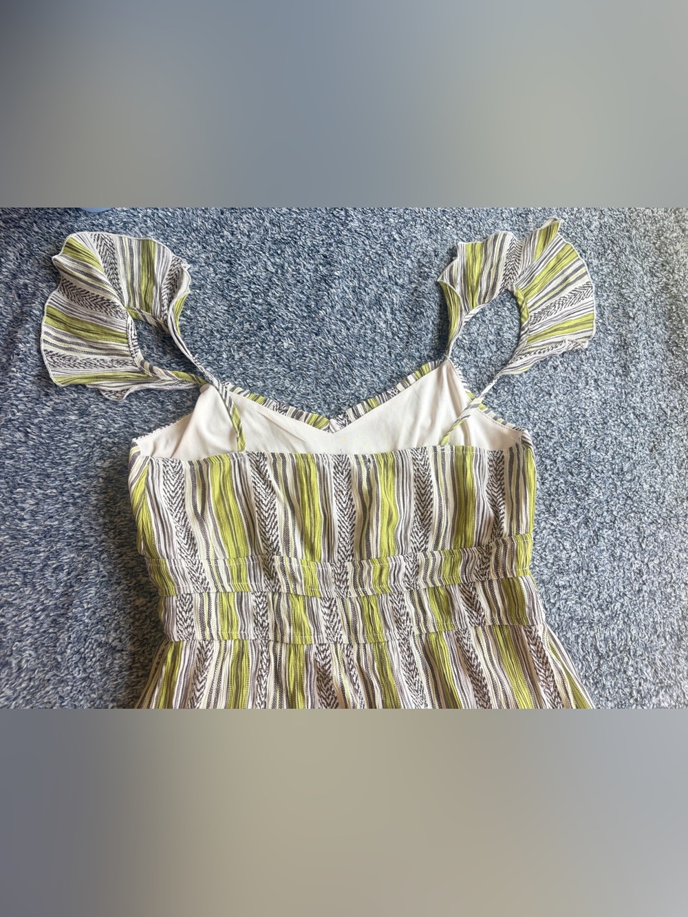 Max+Ash Striped Maxi Dress in Green and White with Ruffle Straps - Picture 10 of 12